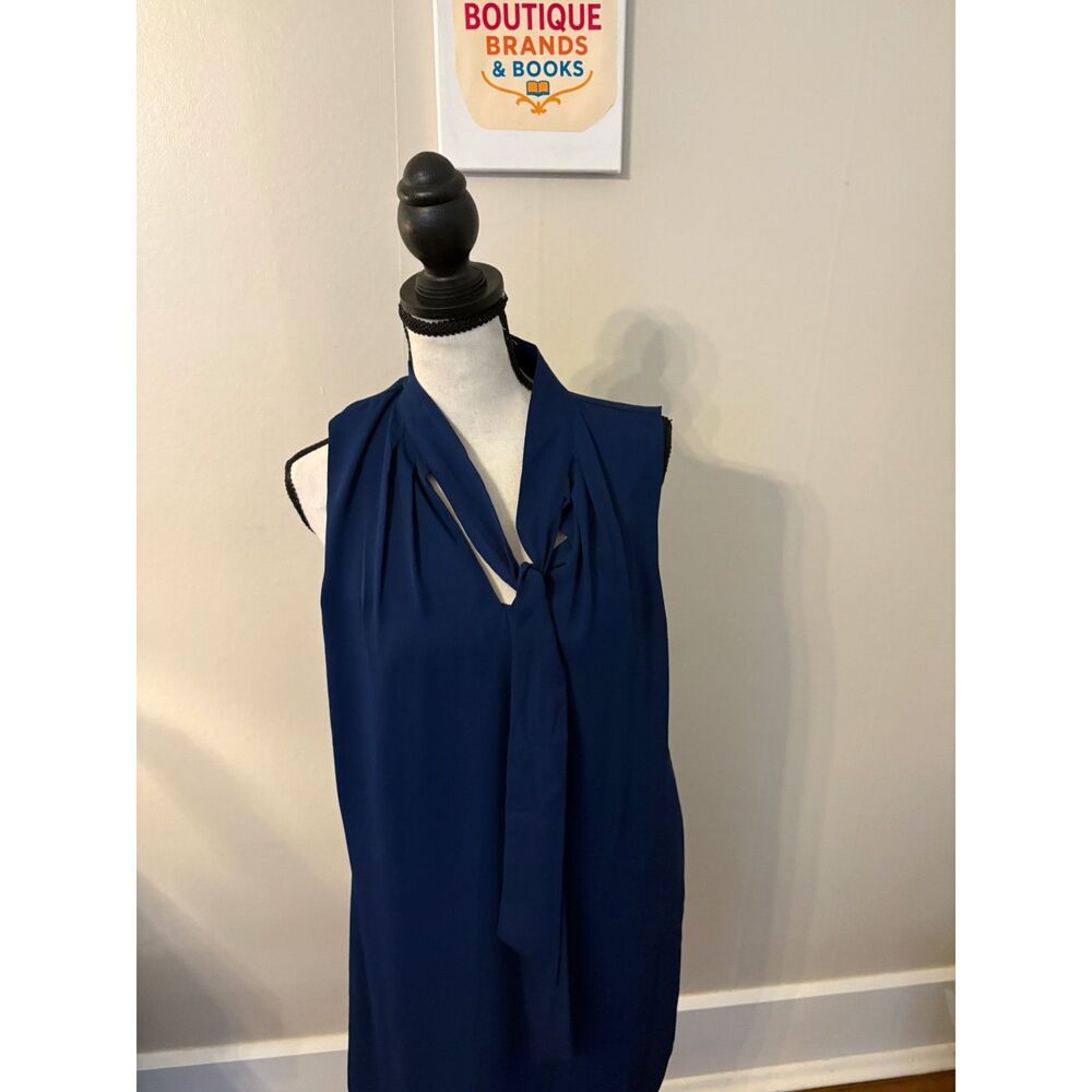 H&M Women’s Navy Blue Sleeveless Tie Neck dress Size 10